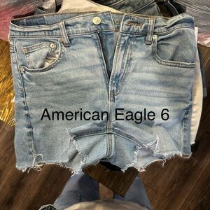 American Eagle Outfitters Light Blue Distressed Denim Shorts